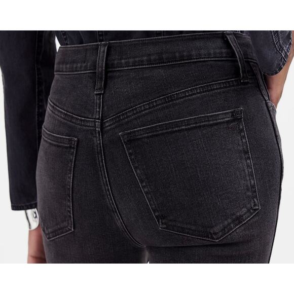 Madewell Mid-Rise Stovepipe Jeans in Armand Wash WMNS P27 Black Raw-Hem Petite - Picture 5 of 12